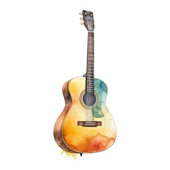 Fototapeta premium Watercolor acoustic guitar on white background