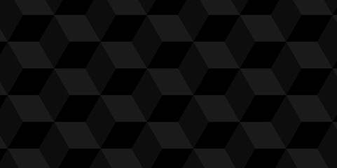 Obraz premium Minimal modern cubes geometric tile and mosaic wall grid backdrop hexagon technology wallpaper background. black and gray geometric block cube structure backdrop grid triangle texture vintage design