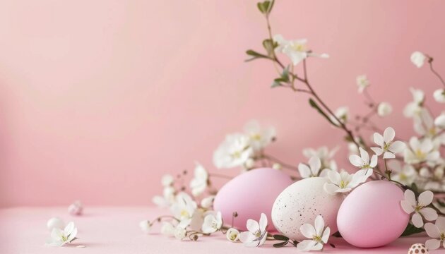 Top view of a unique frame created from painted Easter eggs against a light solid background, embodying the essence of Easter