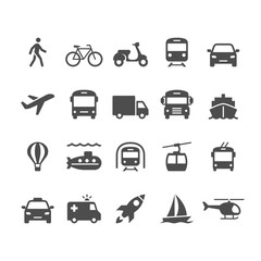 Transportation flat icons. Pixel perfect.