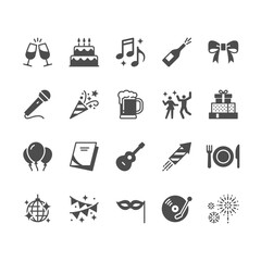 Party flat icons. Pixel perfect.