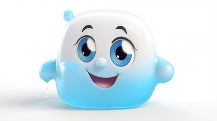 Obraz premium shampoo soap cartoon funny abstract children's personage bottle with a smile and eyes isolated on a white background