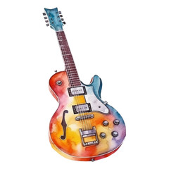 Fototapeta na wymiar Watercolor electric guitar on white background