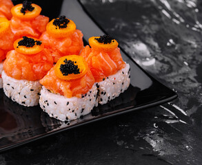 Maki Sushi - Roll topped with Sliced Spicy Salmon