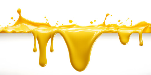 Melted yellow cheese isolated on white background. Cheese splash 