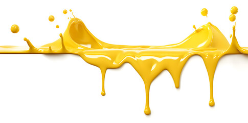 Melted yellow cheese isolated on white background. Cheese splash 