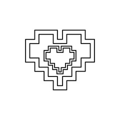 pixel heart icon on white background, vector illustration