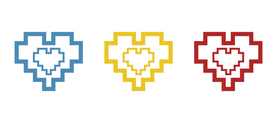 pixel heart icon on white background, vector illustration