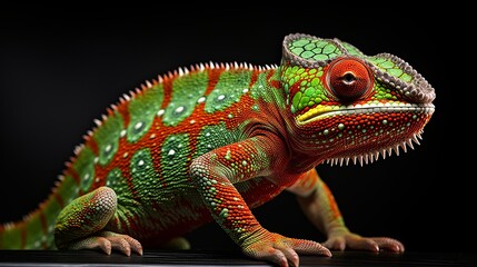 Chameleons, brightly colored animals that can change color according to their location, function as camouflage