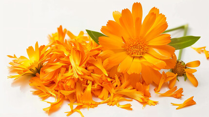 Orange marigold flowers. Healing herbs.