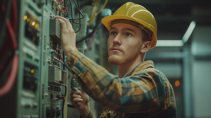electrician at work in a factory