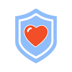 shield icon on a white background, hearts, vector illustration