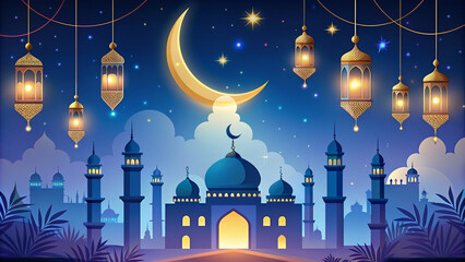 Arabic beautiful Ramadan banner background realistic design illustration
