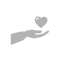 hand icon, heart on a white background, vector illustration