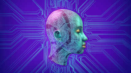 head with binary code