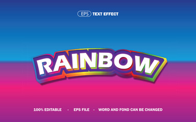 rainbow text style editable text effect vektor