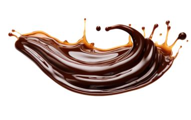 Chocolate Swirl. A chocolate swirl sits prominently. The contrasting colors making the swirl appear even more decadent and appetizing. on a White or Clear Surface PNG Transparent Background.