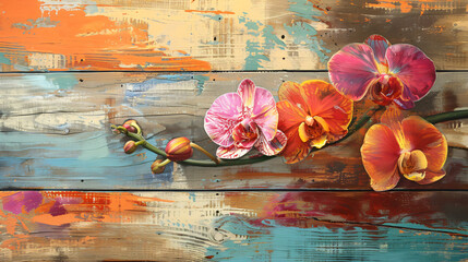 Orchid on wood.