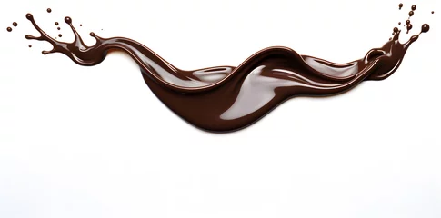 Fotobehang Melted Chocolate wavy splash isolated on white background © Oksana