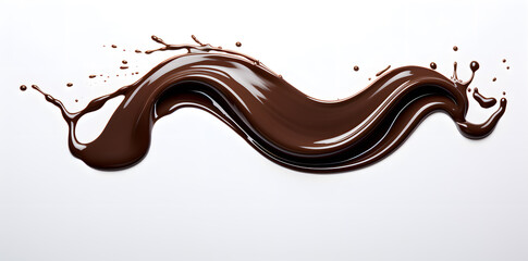 Melted Chocolate wavy splash isolated on white background