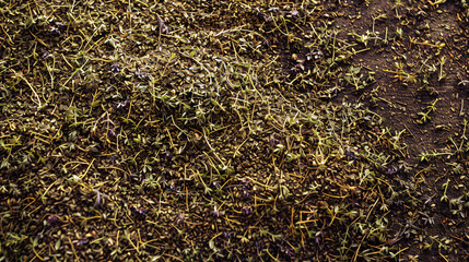 Organic heap of dried thyme seeds.