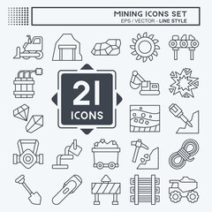 Icon Set Mining. related to Industry symbol. line style. simple design editable. simple illustration