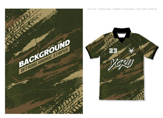 sublimation jersey design grunge brush background camouflage stripes off road extreme sport tire trail mark pattern jungle forest vector stain spatter splash