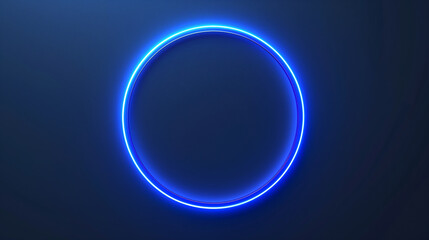 glowing blue neon circle on a dark background, creating a futuristic and minimalist aesthetic