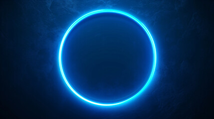 Obraz premium glowing blue neon circle on a dark background, creating a futuristic and minimalist aesthetic