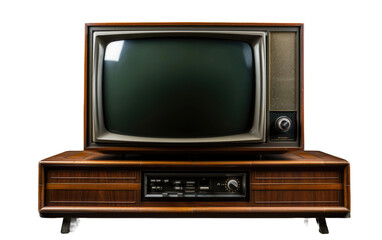 Vintage Television on Wooden Stand. An old fashioned television rests on a wooden stand, showcasing...