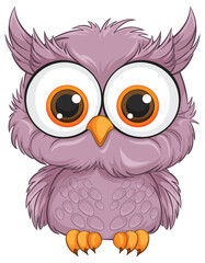 Adorable purple owl with big expressive eyes
