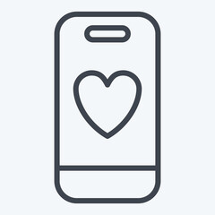 Icon Smart Phone. related to Valentine Day symbol. line style. simple design editable. simple illustration