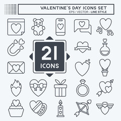 Icon Set Valentine Day. related to Love symbol. line style. simple design editable. simple illustration