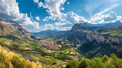 Fototapeta na wymiar Panoramic city of Huesca in La Hoya.