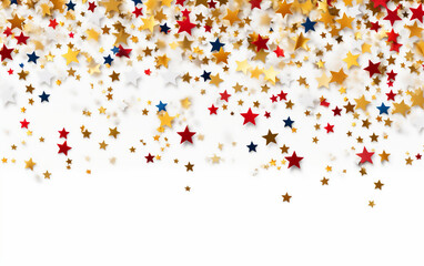 Confetti Shaped like Stars Bringing a Touch of Sparkling Magic Isolated on White Background.