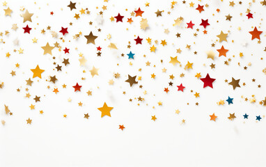 Confetti in the Shape of Stars Adding a Touch of Sparkle to the Festivity Isolated on White Background.