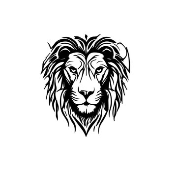 Black and white portrait of a Lion head logo design clipart