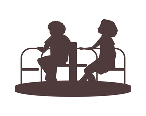 Merry-go-round children silhouette. Vector illustration