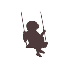 Obraz premium Child on swing silhouette. Vector illustration