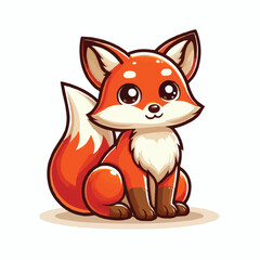 Obraz premium Cute fox vector on white background 