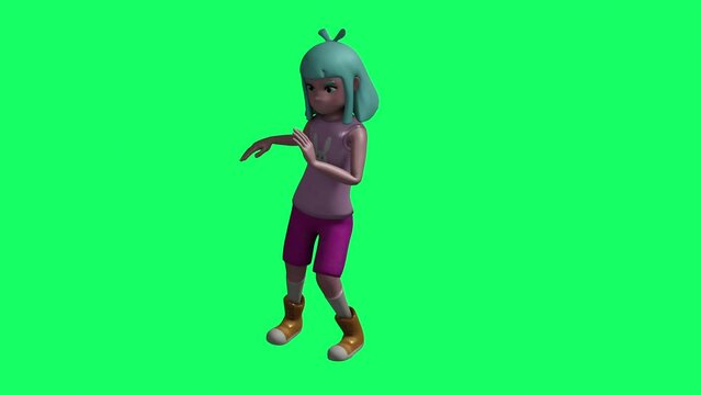 Animated Character dansing  on Green Screen Background