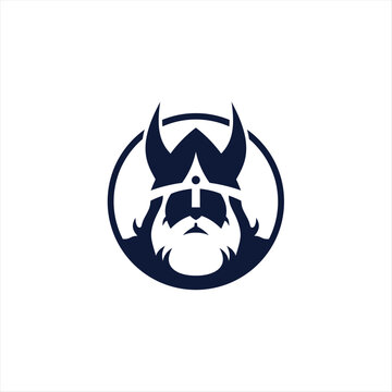 Ancient viking head logo for mascot design. Vector illustration