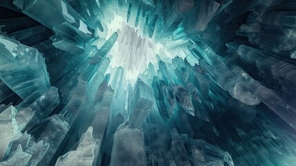 Abstract crystal cave icon. Spectacular, underground wonderland, geological marvel, spelunking adventure, mystical. Generated by AI