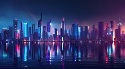 Abstract futuristic metropolis icon. Urban, city, skyline, futuristic, skyscrapers, buildings, transportation, flying cars, technology, advanced, modern, cityscape, infrastructure. Generated by AI