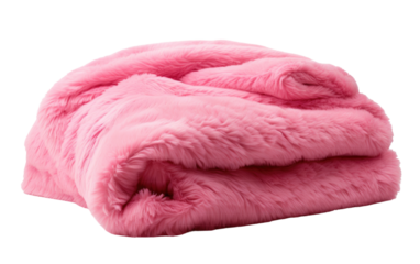 A pink blanket is creating a simple and minimalist aesthetic. The soft and comforting texture of the blanket adds a cozy element to the scene. on a White or Clear Surface PNG Transparent Background.