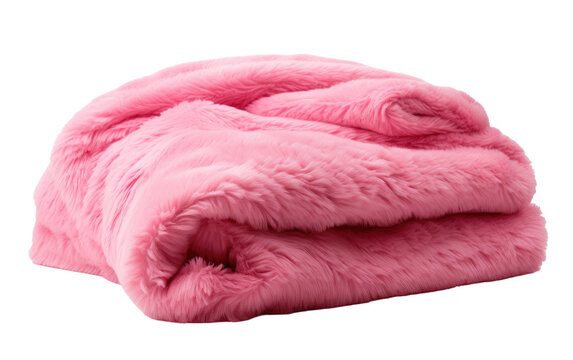 A pink blanket is creating a simple and minimalist aesthetic. The soft and comforting texture of the blanket adds a cozy element to the scene. on a White or Clear Surface PNG Transparent Background.