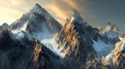 Abstract mountain view icon. Peaks, picturesque, cliffs, remote wilderness, panoramic views, rugged beauty, outdoor recreation, hiking trails. Generated by AI - obrazy, fototapety, plakaty