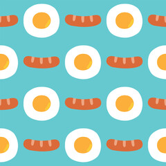 Funny breakfast, Cute Cartoon Character, Vector illustration.