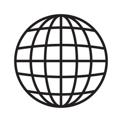 Globe icon vector. Earth sign, globe icon with stroke. Earth logo, silhouette. Earth icon symbol, Globe Icon, World icon, planet vector. Line earth globe icons silhouette. Abstract globe icon. 