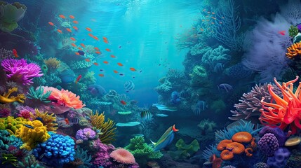 Abstract coral reef icon. Marine ecosystem, underwater photography, reef exploration, tropical paradise, biodiversity, aquatic. Generated by AI